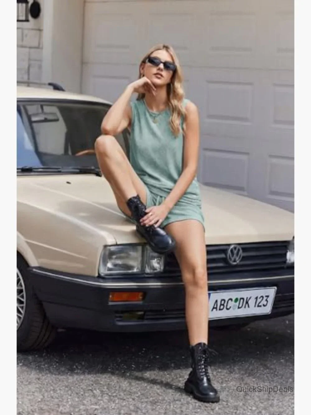Two Piece Shorts Set Sleeveless Tank Top Matching Lounge Set
